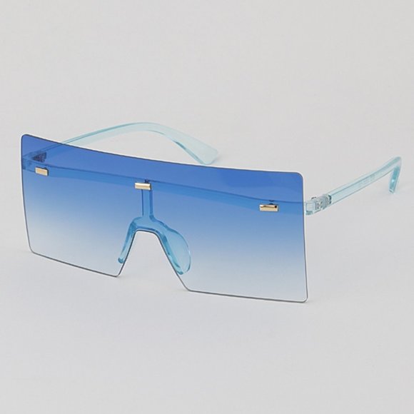 Oversized Colored Lens Square Flat Top Sunglasses - Picture 5 of 6